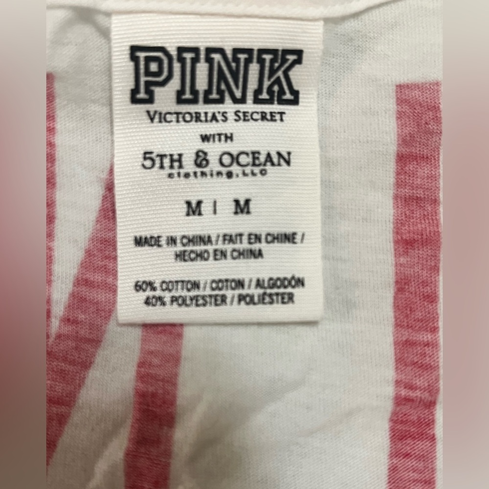 PINK Victoria's Secret Medium Red & White St Louis Fringe Crop Tank Y2K - Picture 2 of 8